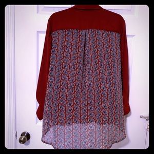 Alfani Blouse - Red with Black and White Pattern